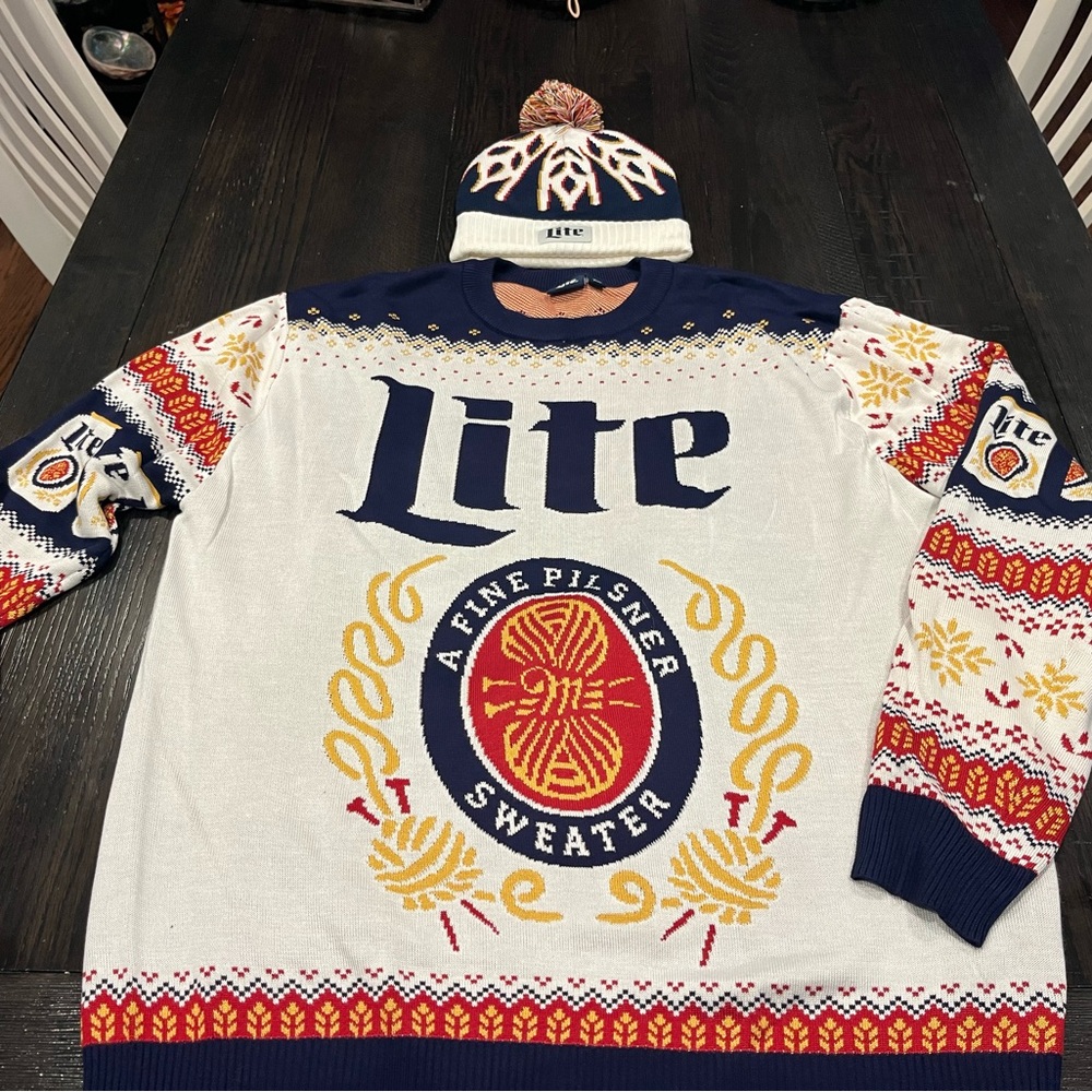 Men's Sweater - White and Blue